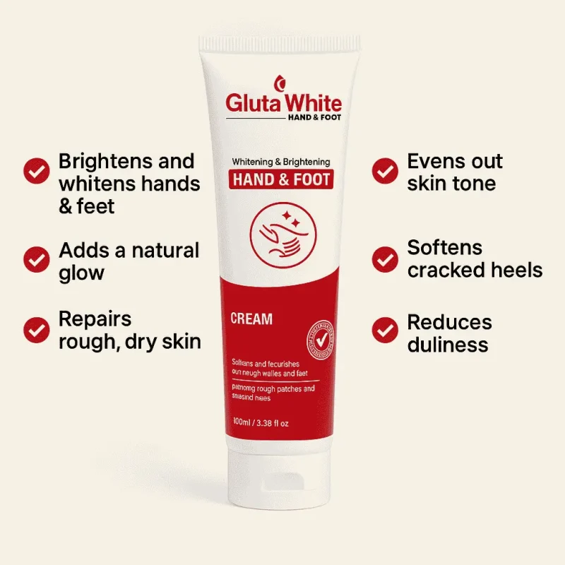 gluta white hand & foot whitening cream 100ml | best whitening, moisturizing & brightening