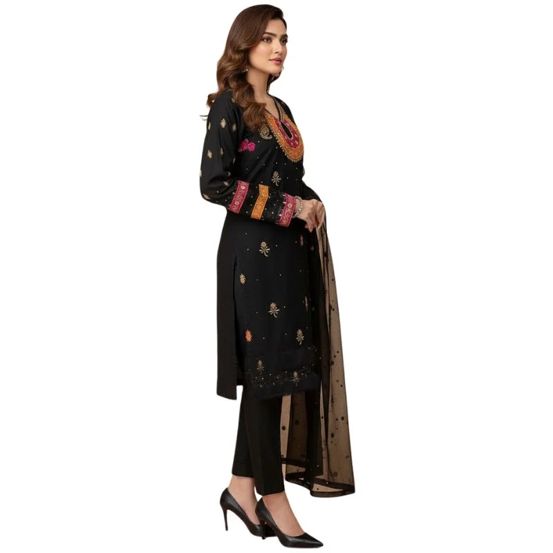 organza 3 piece suit for women | unstitched handmade aari zari & beads work